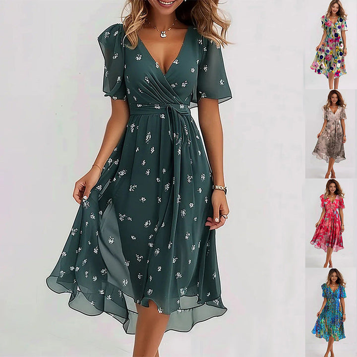 Linne™ – Geblümtes Midi-Kleid mit Eleganz in jedem Schritt