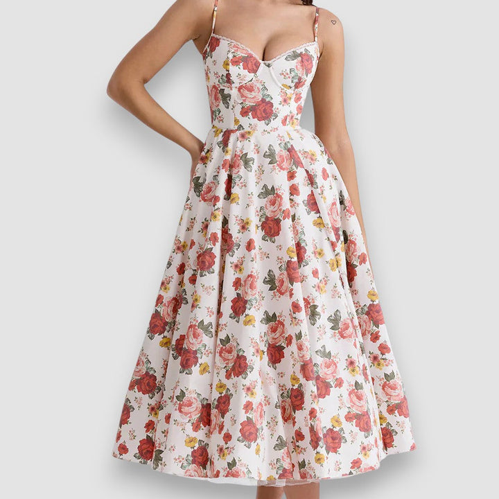 Sylvi™ | Blumen Midikleid mit Korsett-Oberteil