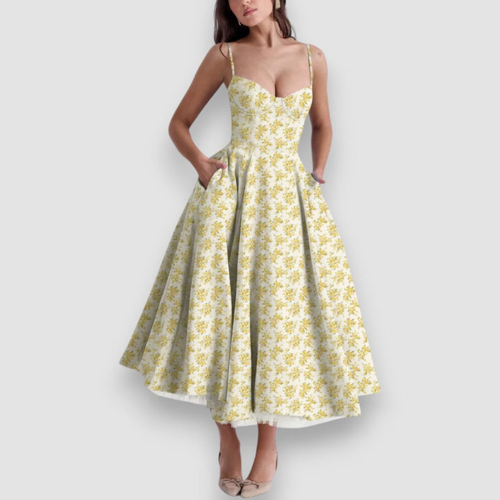 Sylvi™ | Blumen Midikleid mit Korsett-Oberteil