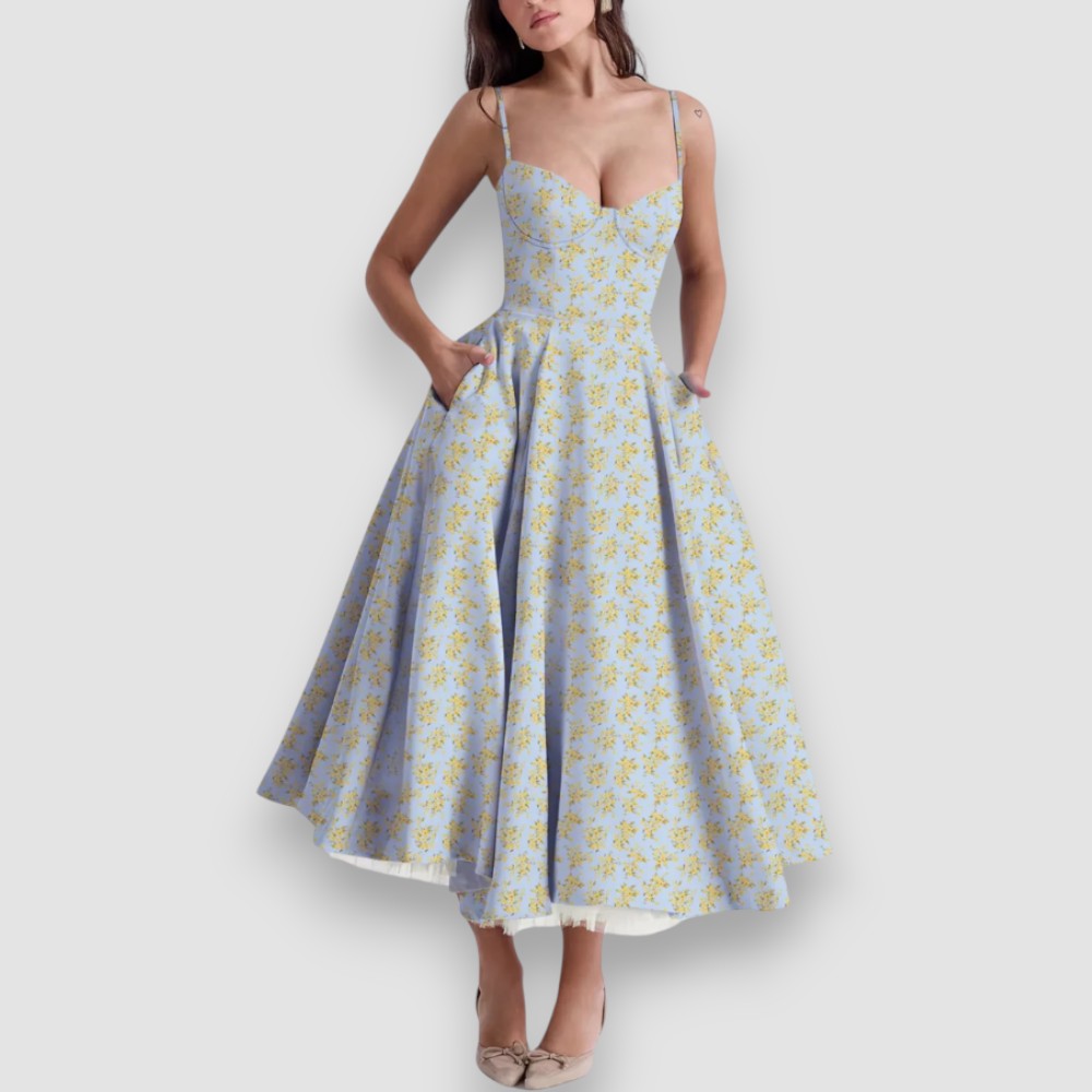 Sylvi™ | Blumen Midikleid mit Korsett-Oberteil