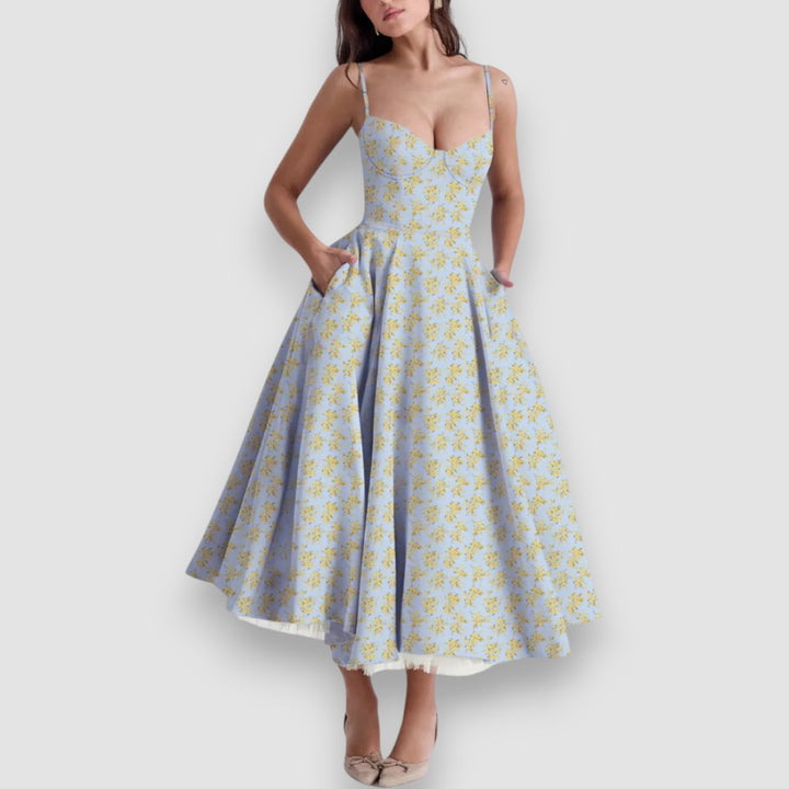 Sylvi™ | Blumen Midikleid mit Korsett-Oberteil