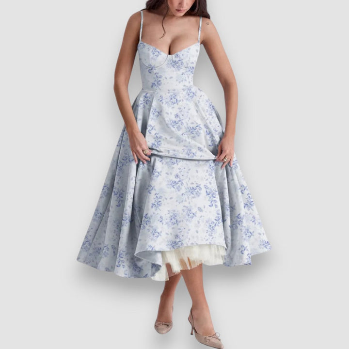 Sylvi™ | Blumen Midikleid mit Korsett-Oberteil