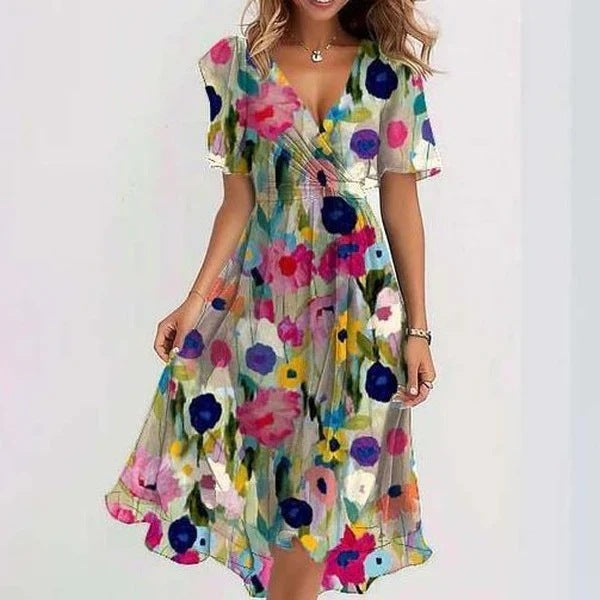 Linne™ – Geblümtes Midi-Kleid mit Eleganz in jedem Schritt