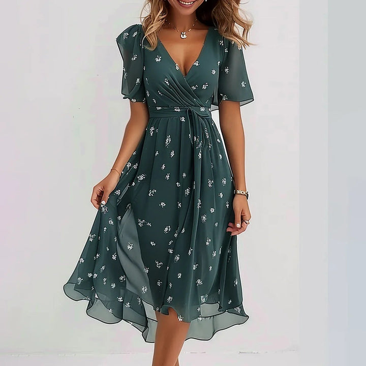 Linne™ – Geblümtes Midi-Kleid mit Eleganz in jedem Schritt
